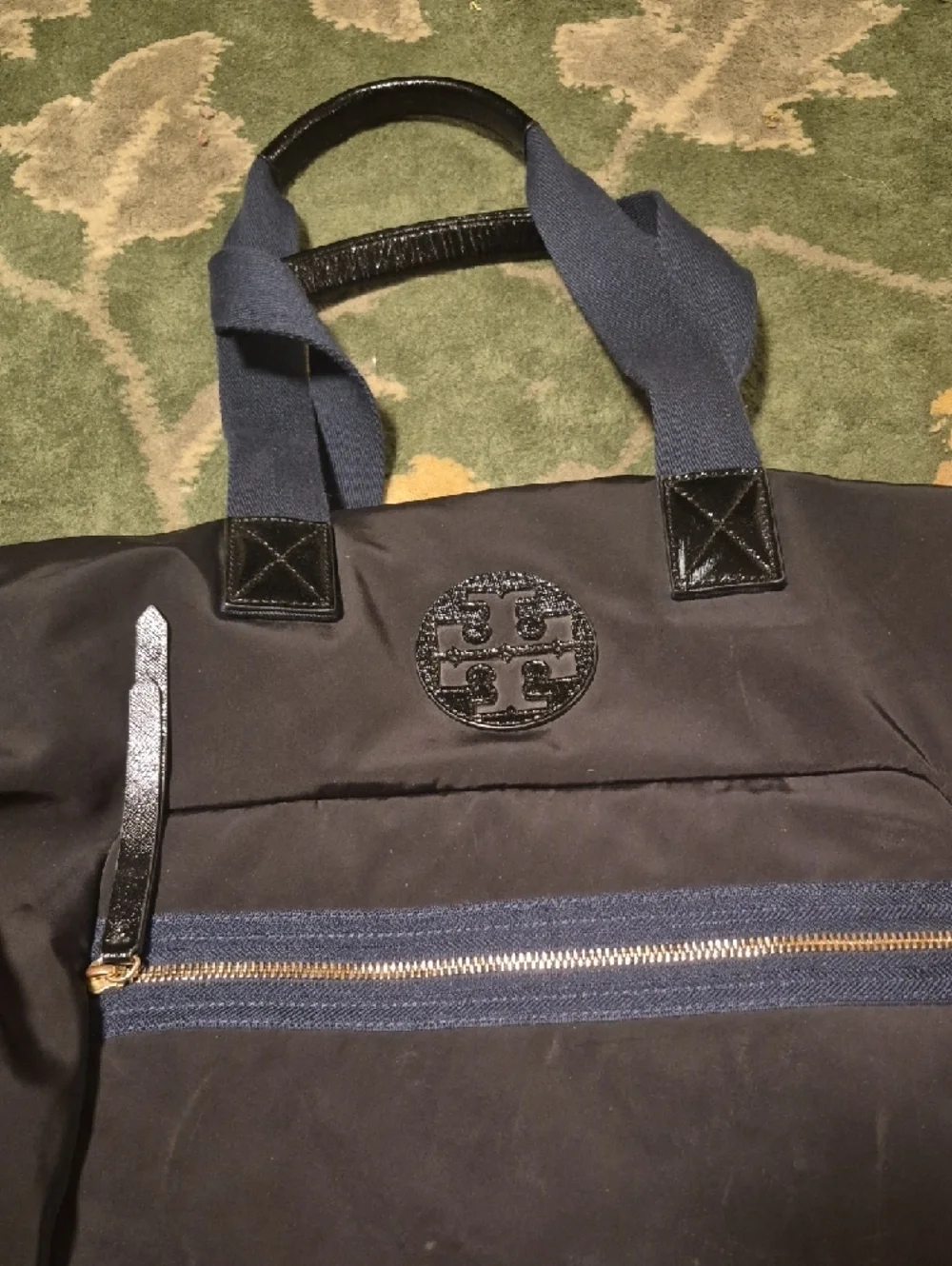 Tory Burch Black Duffel with Navy Trim